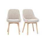 Miliboo chaises scandinaves en tissu effet velours beige et bois clair massif (lot de 2) holo