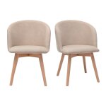 Miliboo chaises scandinaves en tissu effet velours beige et bois clair massif (lot de 2) vanity