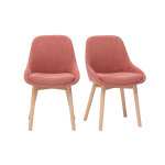 Miliboo chaises scandinaves en tissu effet velours textur� terracotta et bois clair massif (lot de 2) ...