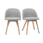 Miliboo chaises scandinaves en tissu gris clair et bois clair massif (lot de 2) celeste