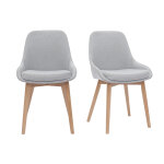 Miliboo chaises scandinaves en tissu gris clair et bois clair massif (lot de 2) holo