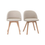 Miliboo chaises scandinaves en tissu naturel et bois clair massif (lot de 2) celeste