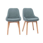 Miliboo chaises scandinaves en tissu vert de gris et bois clair massif (lot de 2) holo