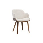 Miliboo chaise en tissu chenille beige et bois fonc� earl