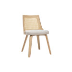 Miliboo chaise en tissu effet velours textur� beige, bois clair et cannage rotin garbo