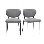 Miliboo chaises en tissu effet velours textur� gris et m�tal noir (lot de 2) breka