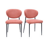 Miliboo chaises en tissu effet velours textur� terracotta et m�tal noir (lot de 2) breka