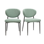 Miliboo chaises en tissu effet velours textur� vert c�ladon et m�tal noir (lot de 2) breka