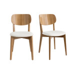 Miliboo chaises vintage en bois clair ch�ne et blanc (lot de 2) lucia