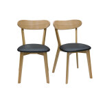 Miliboo chaises vintage en bois clair ch�ne et noir (lot de 2) dove