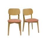 Miliboo chaises vintage en bois clair ch�ne et tissu effet velours terracotta (lot de 2) lucia