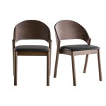 Miliboo chaises vintage en bois fonc� noyer et assises noires (lot de 2) avalon