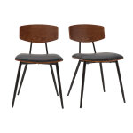 Miliboo chaises vintage en bois fonc noyer assises noires et mtal noir (lot de 2) joline