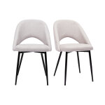 Miliboo chaises vintage en tissu effet velours textur� beige et m�tal noir (lot de 2) cosette