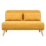 Miliboo chauffeuse 2 places convertible en tissu effet velours moutarde et bois clair amiko