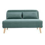 Miliboo chauffeuse 2 places convertible en tissu vert de gris et bois clair amiko