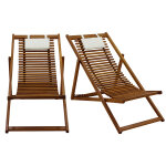 Miliboo chiliennes en bois massif avec coussin en tissu blanc (lot 2) moona