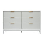 Miliboo commode blanche mat et m�tal dor� 6 tiroirs l120 cm giana