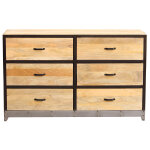 Miliboo commode industrielle en bois manguier massif et m�tal noir 6 tiroirs l130 cm industria