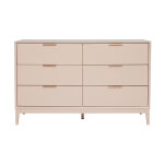 Miliboo commode rose poudr� et m�tal dor� 6 tiroirs l120 cm giana