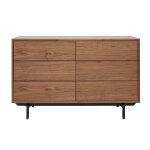 Miliboo commode vintage bois fonc noyer et mtal noir 6 tiroirs l120 cm manny