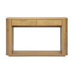 Miliboo console finition bois clair ch�ne 2 tiroirs l120 cm negan