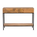 Miliboo console industrielle avec rangements 2 tiroirs en bois manguier massif et m�tal noir l110 cm ...