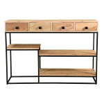 Miliboo console industrielle avec rangements 4 tiroirs en bois massif et mtal noir l115 cm grenelle