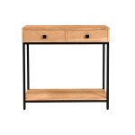 Miliboo console avec rangements 2 tiroirs en bois massif et m�tal noir l80 cm axelle