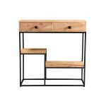 Miliboo console avec rangements 2 tiroirs en bois massif et mtal noir l80 cm grenelle