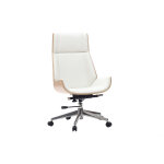 Miliboo fauteuil de bureau de direction design blanc, bois clair et acier chrom curved