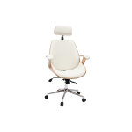 Miliboo fauteuil de bureau de direction design blanc, bois clair et acier chrom musk