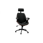 Miliboo fauteuil de bureau de direction design noir, bois fonc� et m�tal noir musk