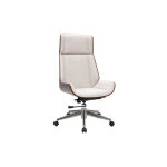 Miliboo fauteuil de bureau de direction design en tissu effet velours textur� beige, bois fonc� et acier ...