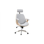 Miliboo fauteuil de bureau de direction design en tissu gris, bois clair et acier chrom� musk