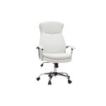 Miliboo fauteuil de bureau  roulettes design blanc et acier chrom wall street