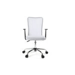 Miliboo fauteuil de bureau  roulettes design en mesh blanc et acier chrom pluz