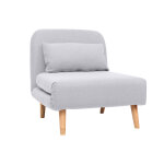 Miliboo fauteuil convertible scandinave en tissu gris clair et bois clair amiko Miliboo fauteuil convertible scandinave en tissu gris clair et bois clair amiko