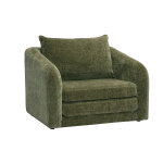 Miliboo fauteuil convertible en tissu effet velours textur vert kaki mahaut
