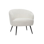 Miliboo fauteuil design en tissu effet laine boucle blanc cass et mtal noir maggie