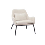 Miliboo fauteuil design en tissu effet velours beige et m�tal noir maxine