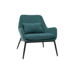 Miliboo fauteuil design en tissu effet velours bleu canard et m�tal noir maxine