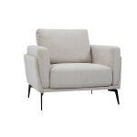 Miliboo fauteuil design en tissu effet velours textur� beige et m�tal noir mosco