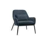 Miliboo fauteuil design en tissu effet velours textur bleu fonc et mtal noir maxine