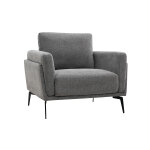 Miliboo fauteuil design en tissu effet velours textur gris et mtal noir mosco