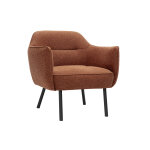 Miliboo fauteuil design en tissu effet velours textur terre brle et mtal noir laurens