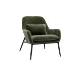 Miliboo fauteuil design en tissu effet velours vert kaki et mtal noir maxine