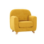 Miliboo fauteuil enfant scandinave en tissu effet velours jaune moutarde et bois clair norkid