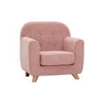 Miliboo fauteuil enfant scandinave en tissu effet velours textur� rose et bois clair norkid
