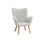 Miliboo fauteuil enfant scandinave en tissu gris polaire et bois clair baby bristol